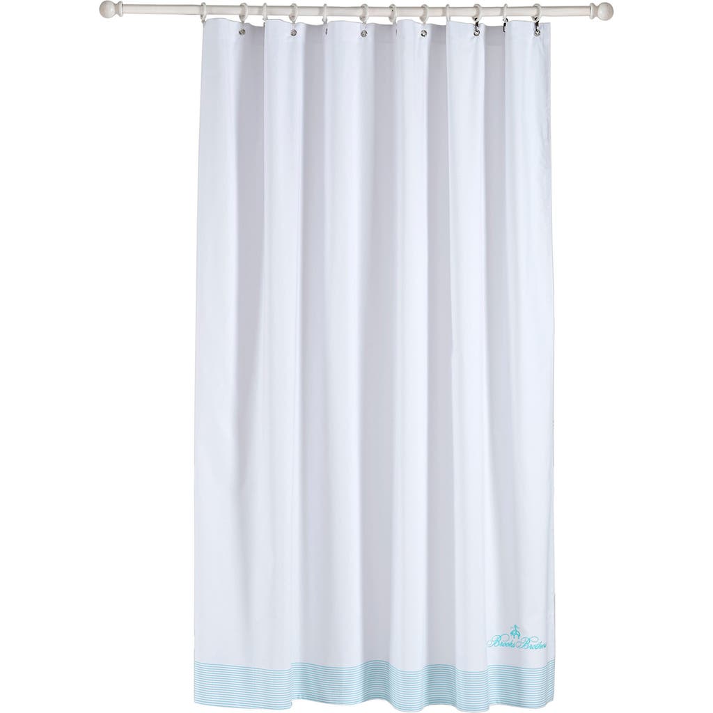 Brooks Brothers Rope Stripe Border Shower Curtain In Sea Glass