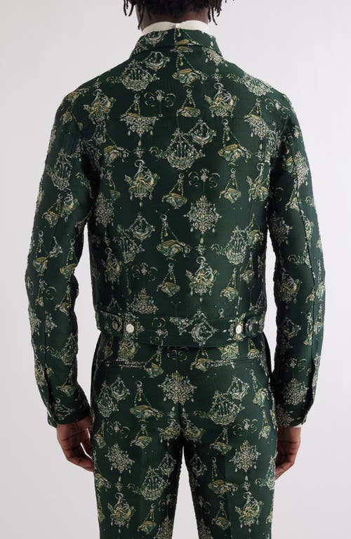 Shop Givenchy Jacquard Skinny Fit Trucker Jacket In Dark Green