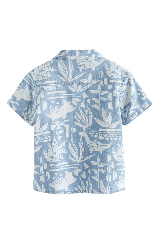 Next Kids' Dinosaur Print Short Sleeve Cotton Camp Shirt In Blue