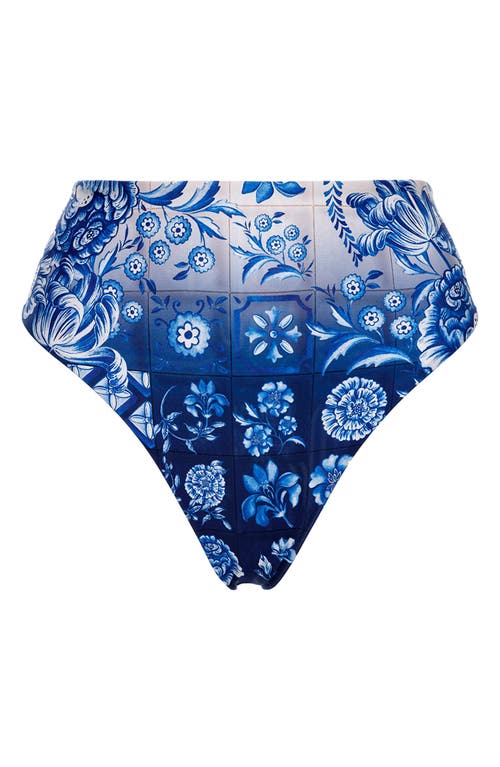 Shop Agua Bendita Penelope Azure High Waist Bikini Bottoms In Blue Multi