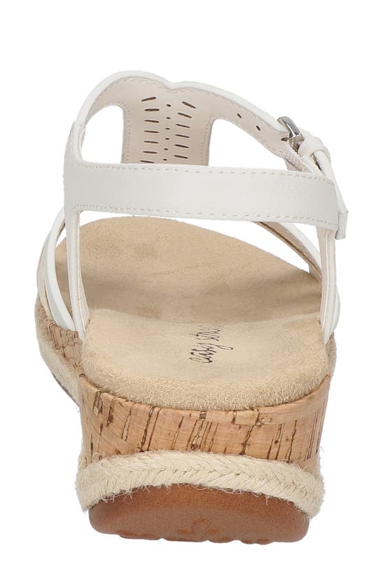 Easy Street Dorinda Womens Faux Leather T-strap Wedge Sandals In White