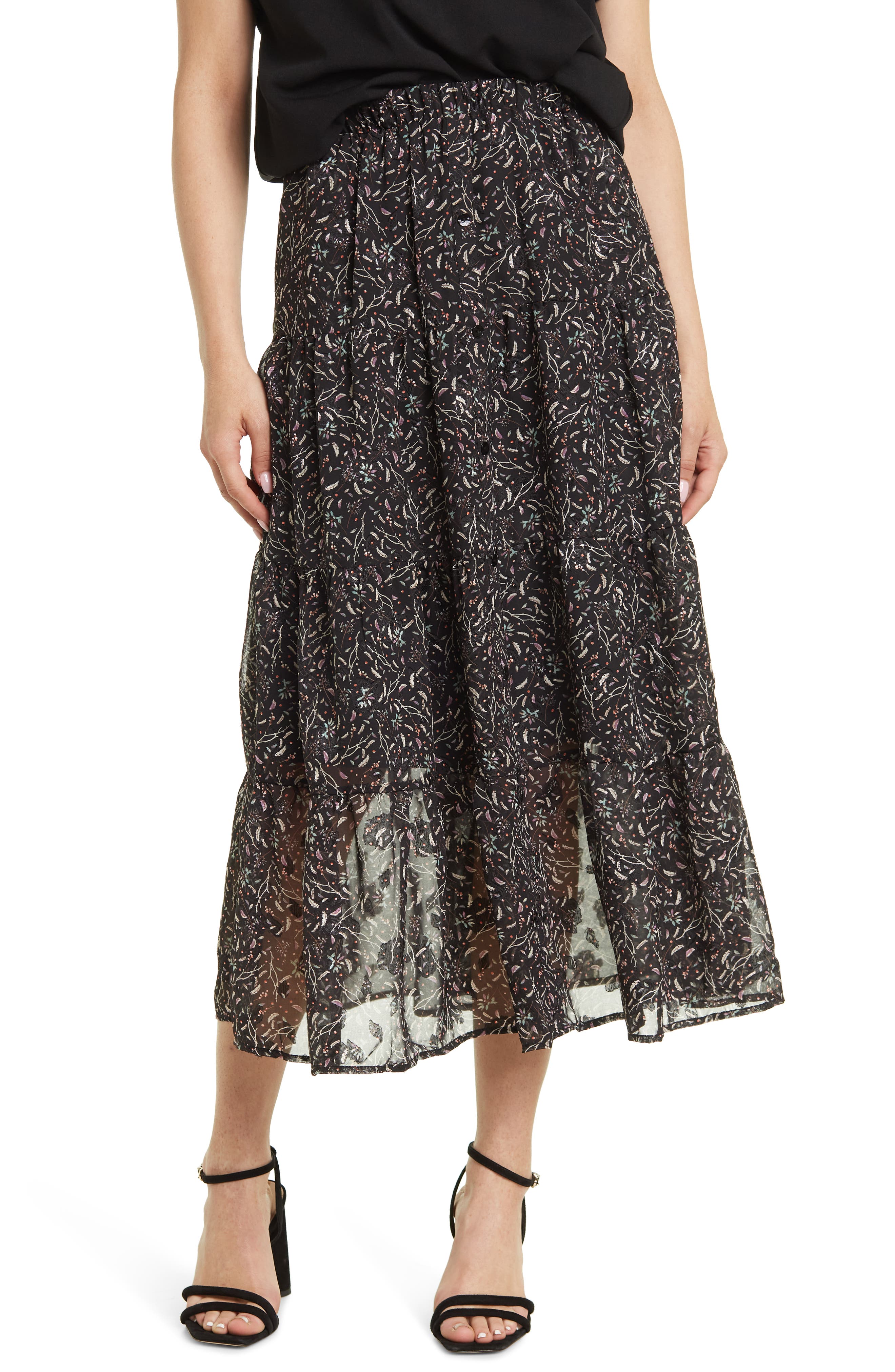 MELLODAY Printed Button Down Tiered 
