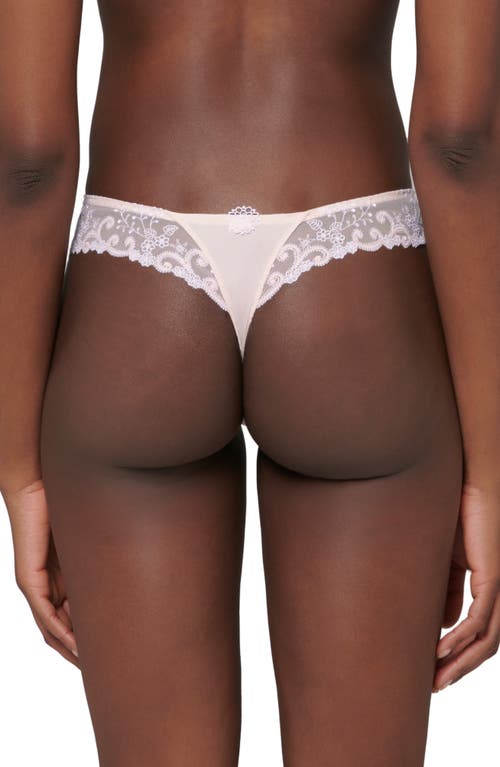 Simone Perele Delice Embroidered Thong In Blush