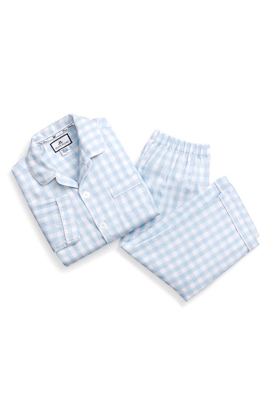 Petite Plume Kids' Gingham Two-piece Pajamas In Light Blue