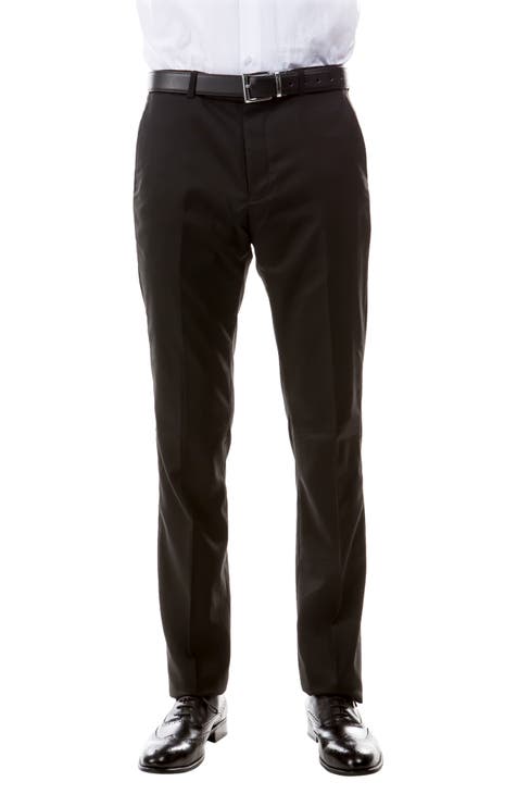 Men Black Regular Fit Solid Flat Front Formal Trousers