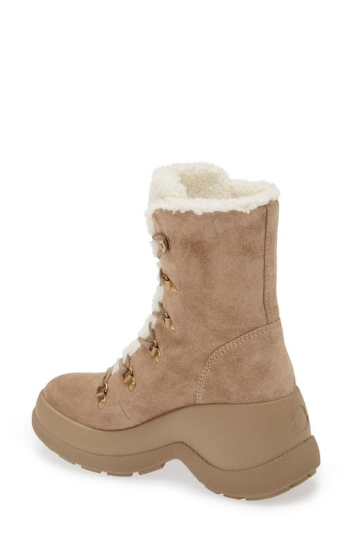 Moncler Resile Trek Sherpa-lined Suede Ankle Boots In Coriander
