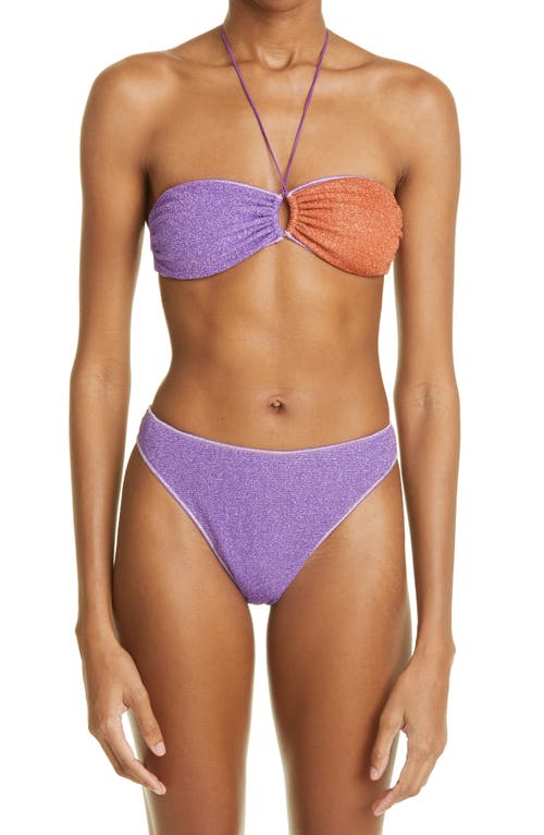 Oséree Lumière Colorblock Two-Piece Swimsuit in Violet Orange