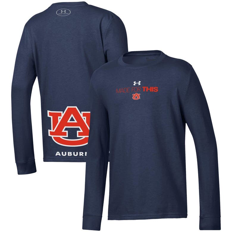 Under Armour Kids' Youth   Navy Auburn Tigers 2024 On-court Bench Unity Performance Long Sleeve T-shirt