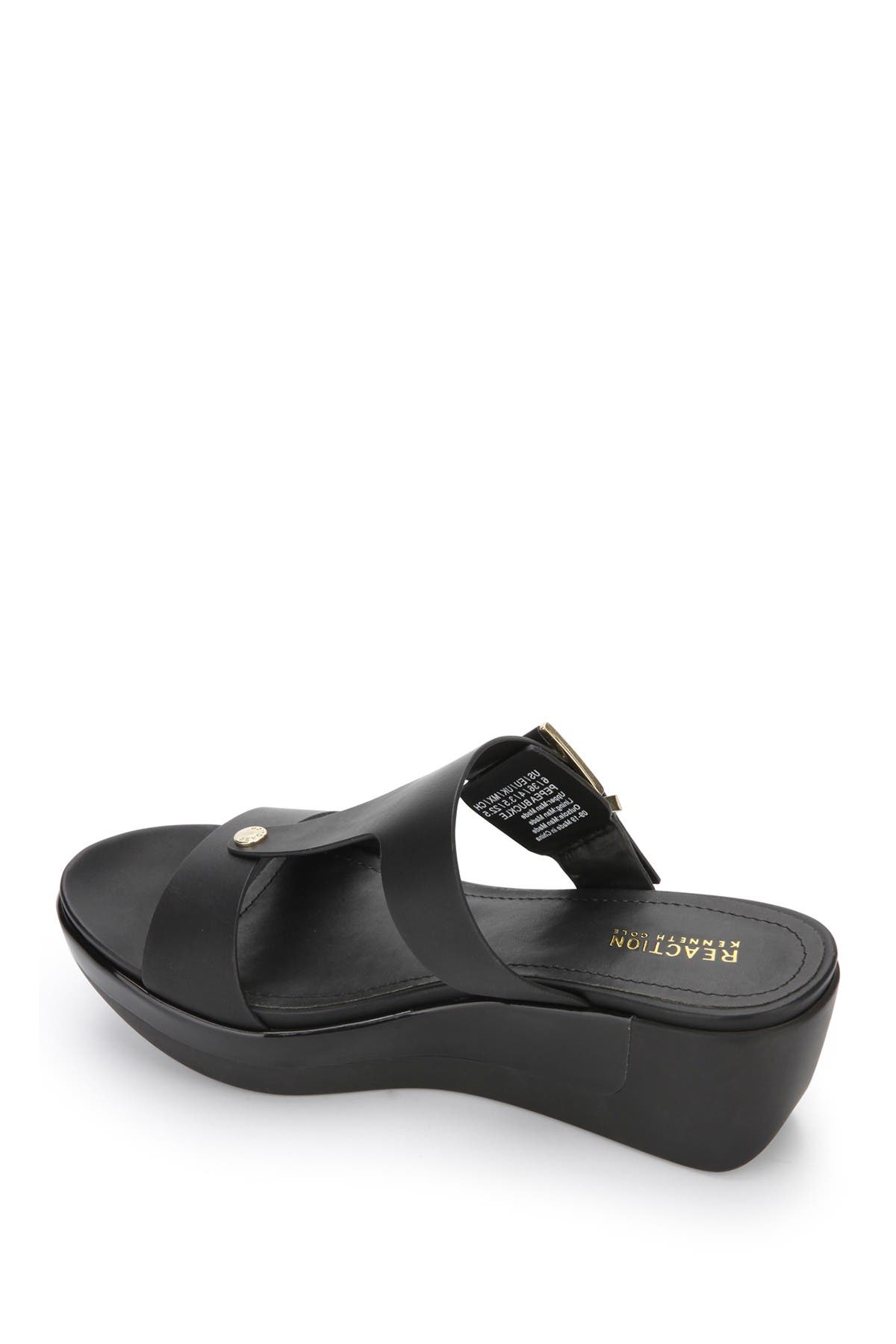 Kenneth Cole Reaction Pepea T-strap Wedge Sandal In Black