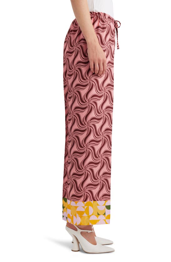 Shop Dries Van Noten Mixed Print Straight Leg Pants In Pink