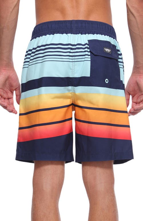 Rokka&rolla All-day Comfort Mesh-lined Swim Trunks In Stripes Printed