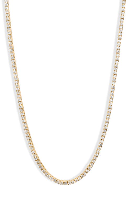 Classic Tennis Necklace in Gold/White