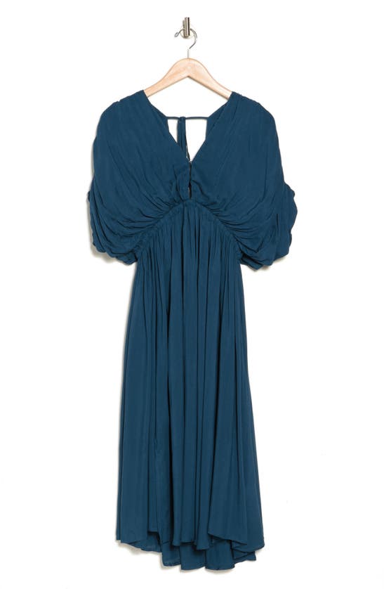 Wishlist Dolman Sleeve Tie Waist Midi Dress In T. Green