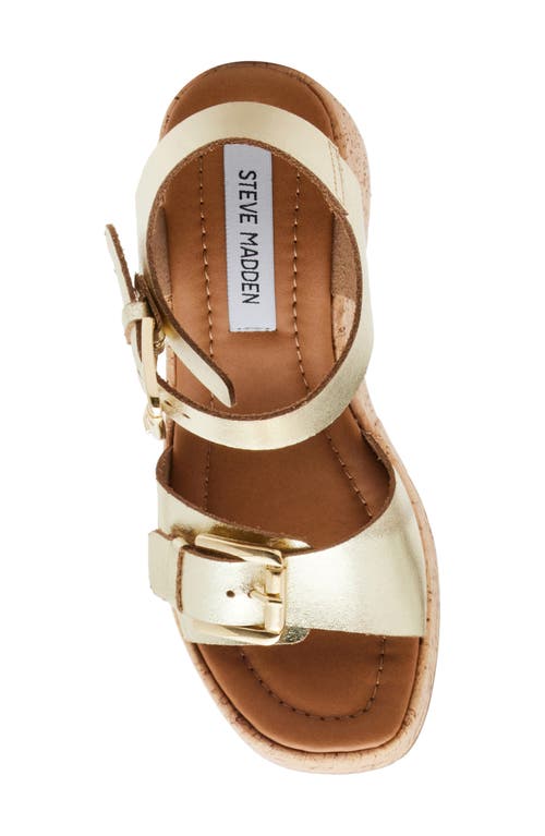 Shop Steve Madden River Platform Wedge Sandal In Gold Leather