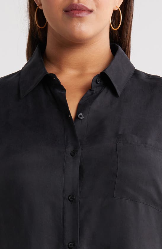 Shop Nordstrom One Pocket Short Sleeve Button-up Shirt In Black