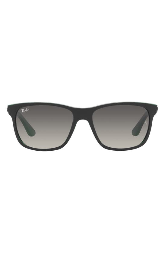 Ray Ban 'wayfarer' 58mm Aviator Sunglasses In Black On Green/ Grey