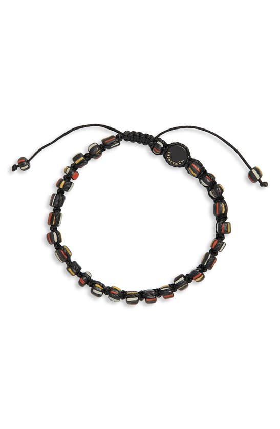 Caputo & Co Recycled Glass Bead Woven Bracelet In Black
