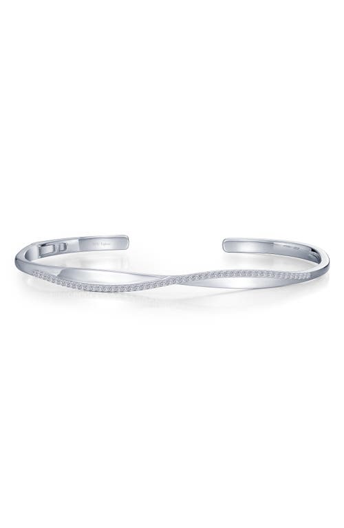 Pavé Simulated Diamond Twisted Bangle Bracelet in White/Silver