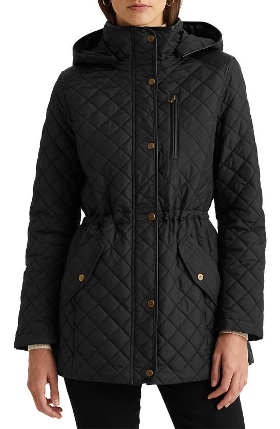 Shop Lauren Ralph Lauren Hooded Quilted Jacket In Black