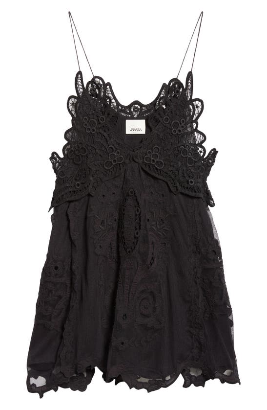 Shop Isabel Marant Virginia Spaghetti Strap Lace Minidress In Black