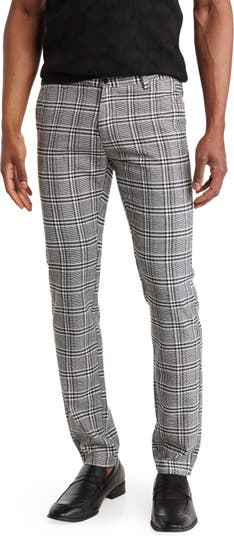 Leon Slim Fit Plaid Striped Grey Pants