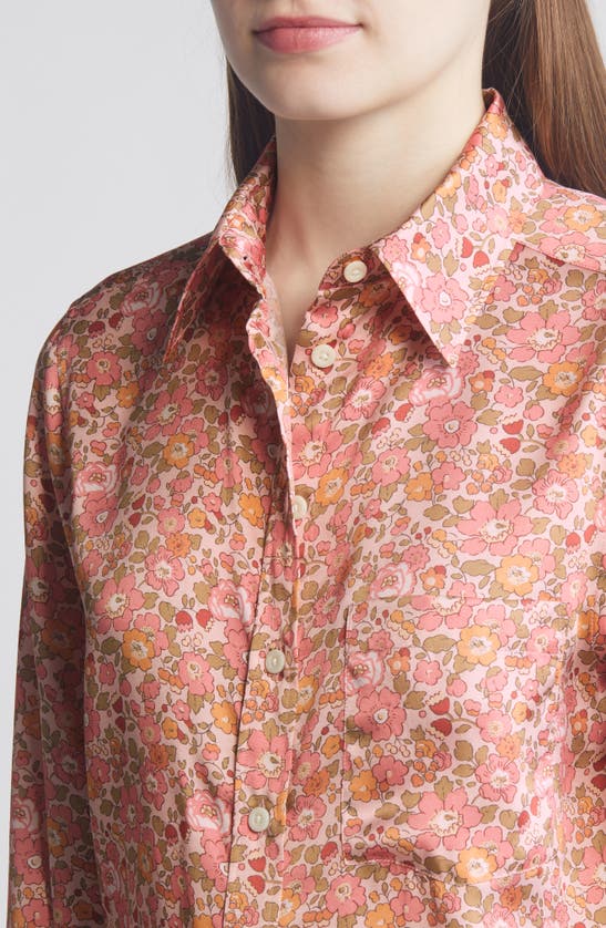 Shop Liberty London Relaxed Fit Floral Silk Button-up Shirt In Pink