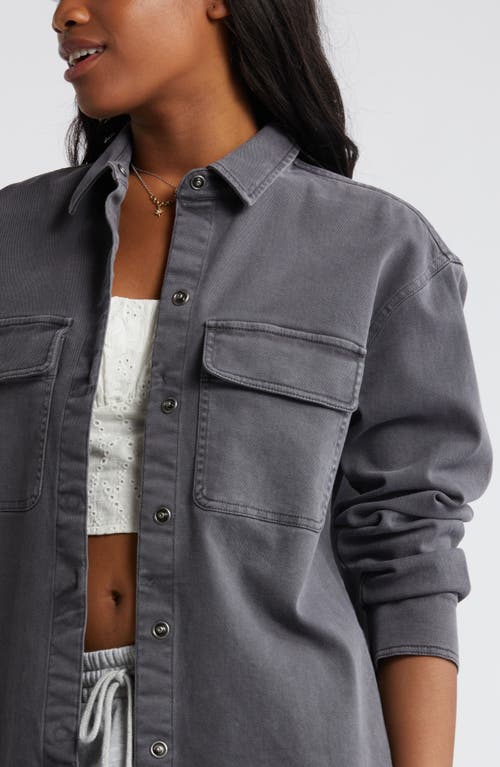 Shop Bp. Frayed Oversize Twill Workwear Shirt In Grey Phantom