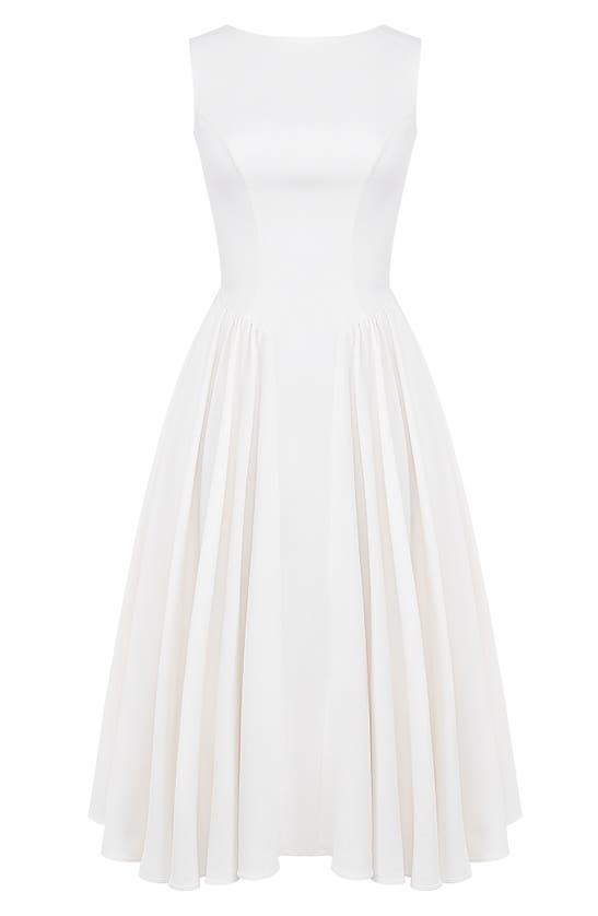 House Of Cb Cindy Sleeveless Twill Midi Cocktail Dress In White