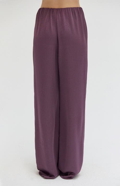 Shop Crescent Textured Wide Leg Satin Pants In Fig