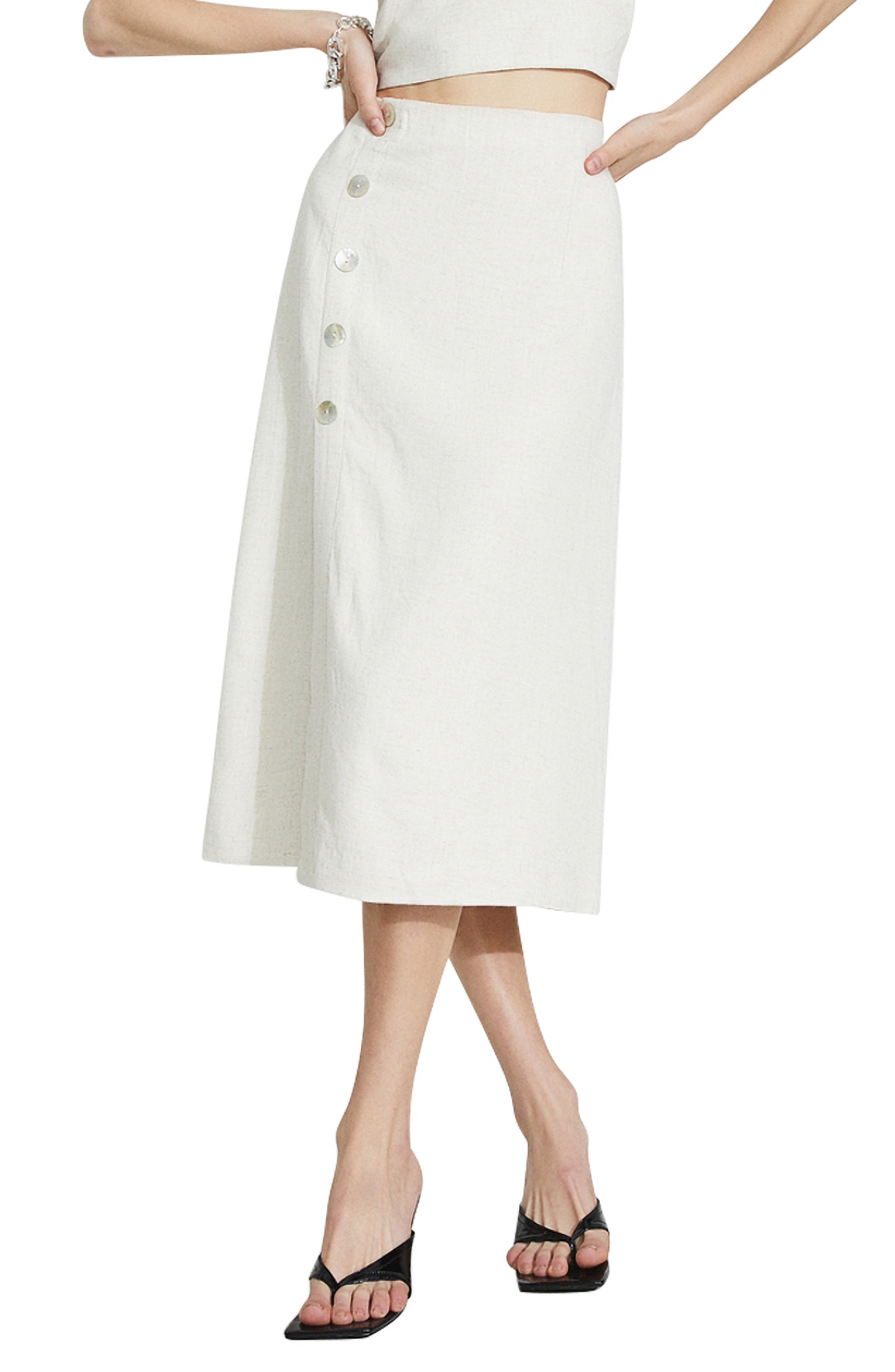 white midi skirt bardot