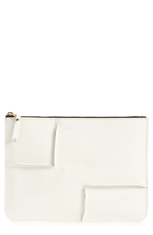 Comme des Garçons Wallets Large Seam Detail Zip Pouch in White at Nordstrom