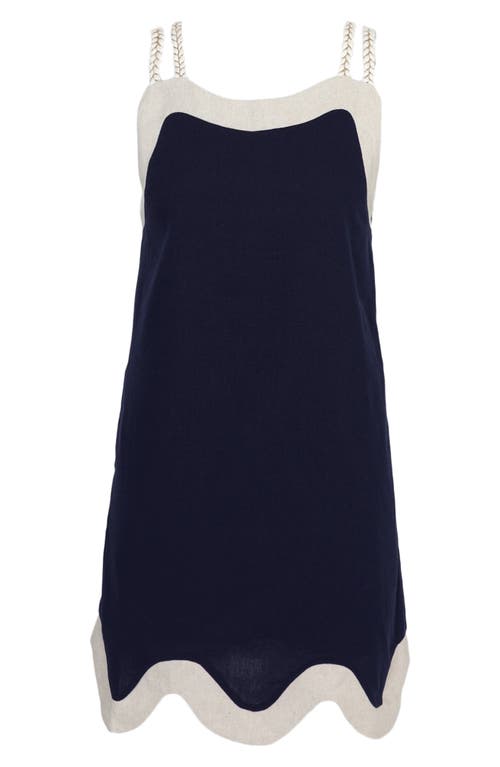 Shop Adelyn Rae Sharon Wave Sleeveless Minidress In Navy/cream