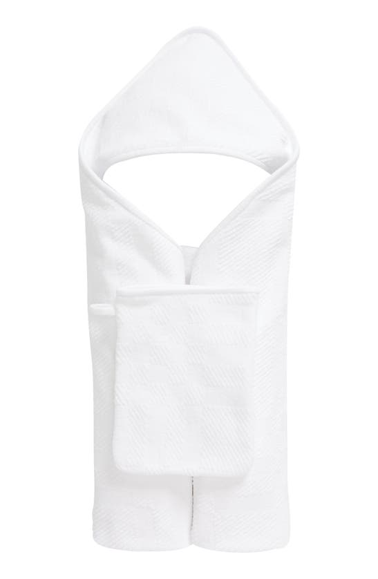 Burberry Kids' Check Hooded Towel & Bath Mitt Set In White