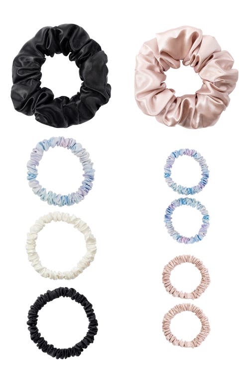 BLISSY Assorted 9-Pack Silk Scrunchies in White