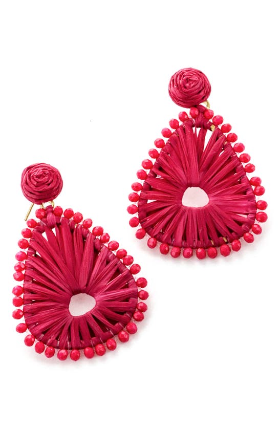 Panacea Raffia Triangle Drop Earrings In Pink