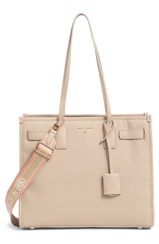 Anne Klein Faux Leather Tote In Stone