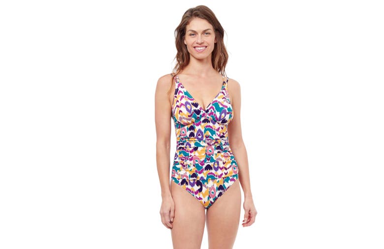Shop Profile By Gottex Echo V-neck One Piece Swimsuit In Multi
