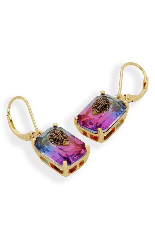 Kurt Geiger Signature Eagle Ombre Gem Drop Earrings In Fuchsia