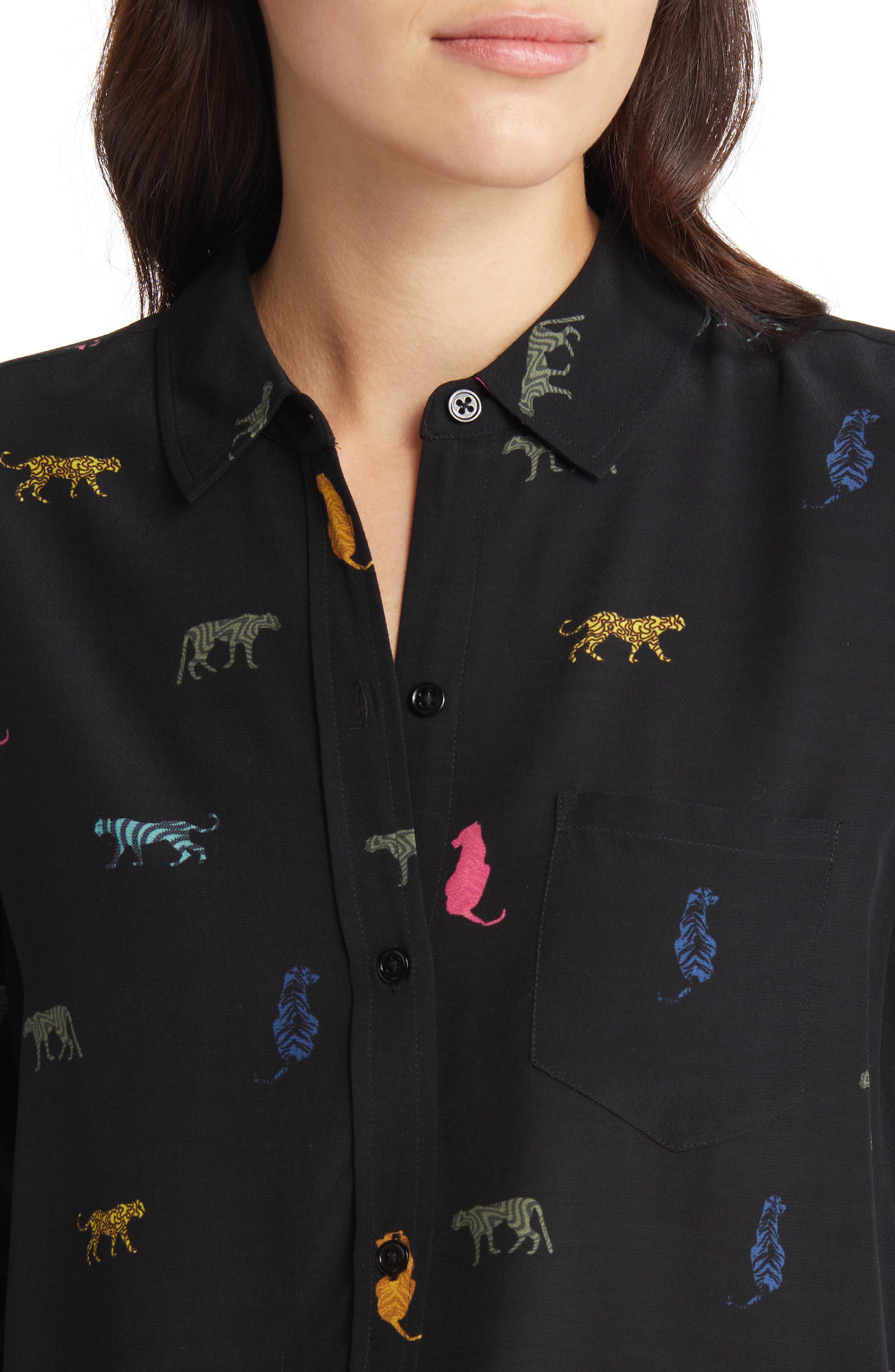 cat print button down shirt