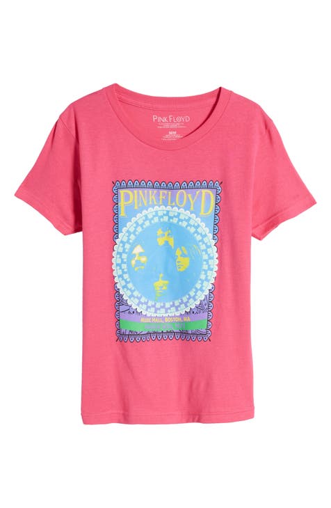 Lucky Brand Women's Pink Floyd Sparkle Print Crewneck T-Shirt