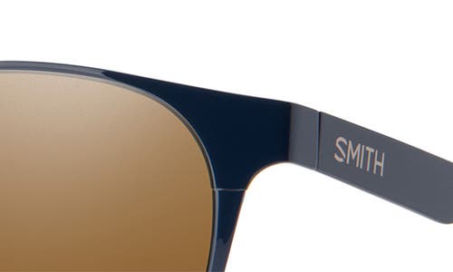 Shop Smith Eastbank 52mm Chromapop™ Polarized Round Sunglasses In French Navy/brown