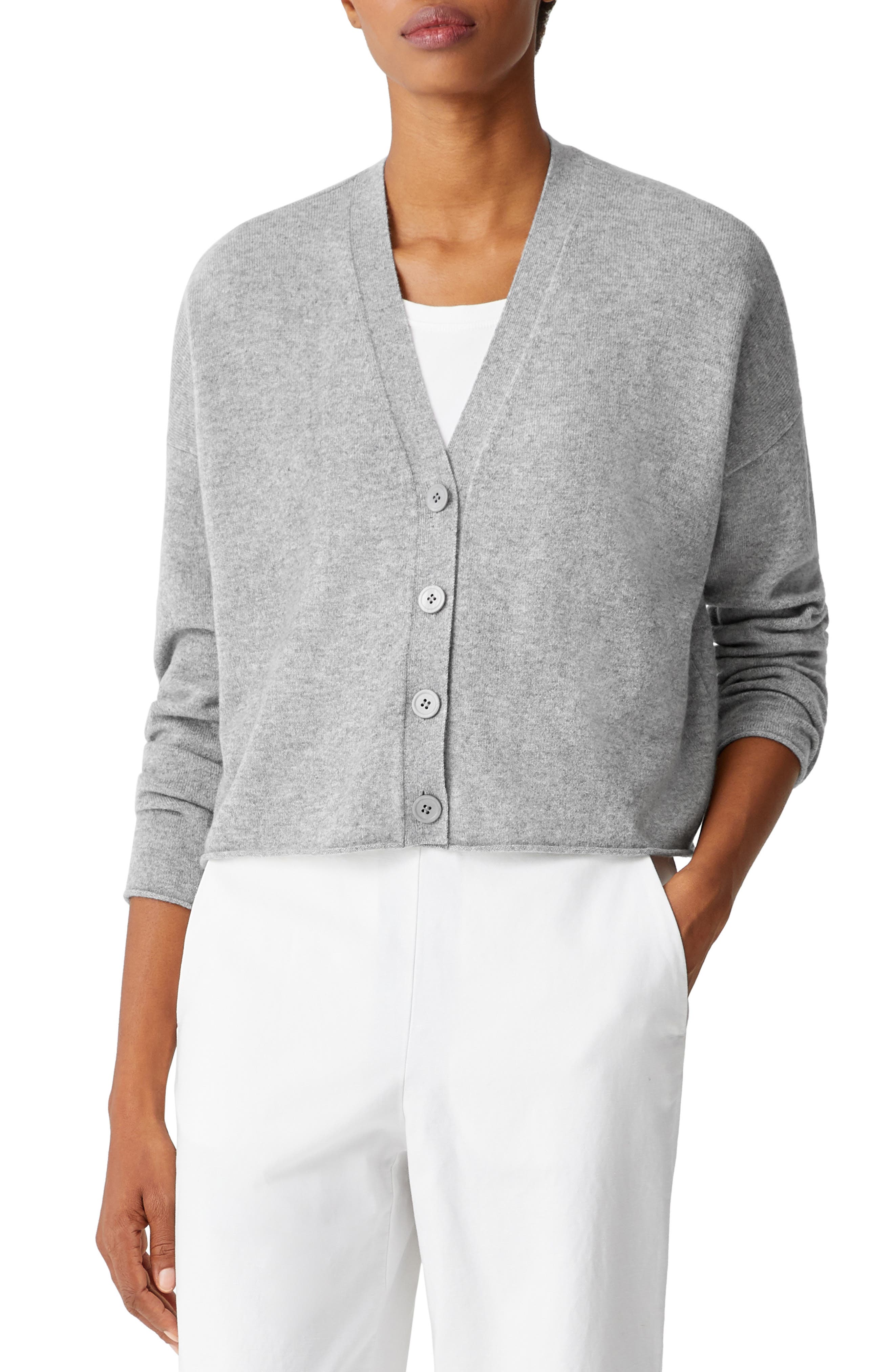 grey cashmere cardigan womens