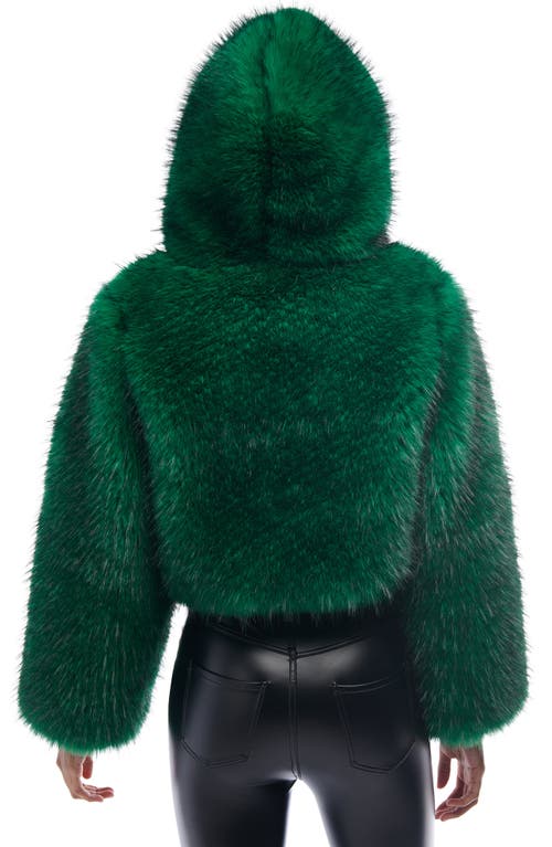 Azalea Wang Gemini Hooded Faux Fur Jacket In Green