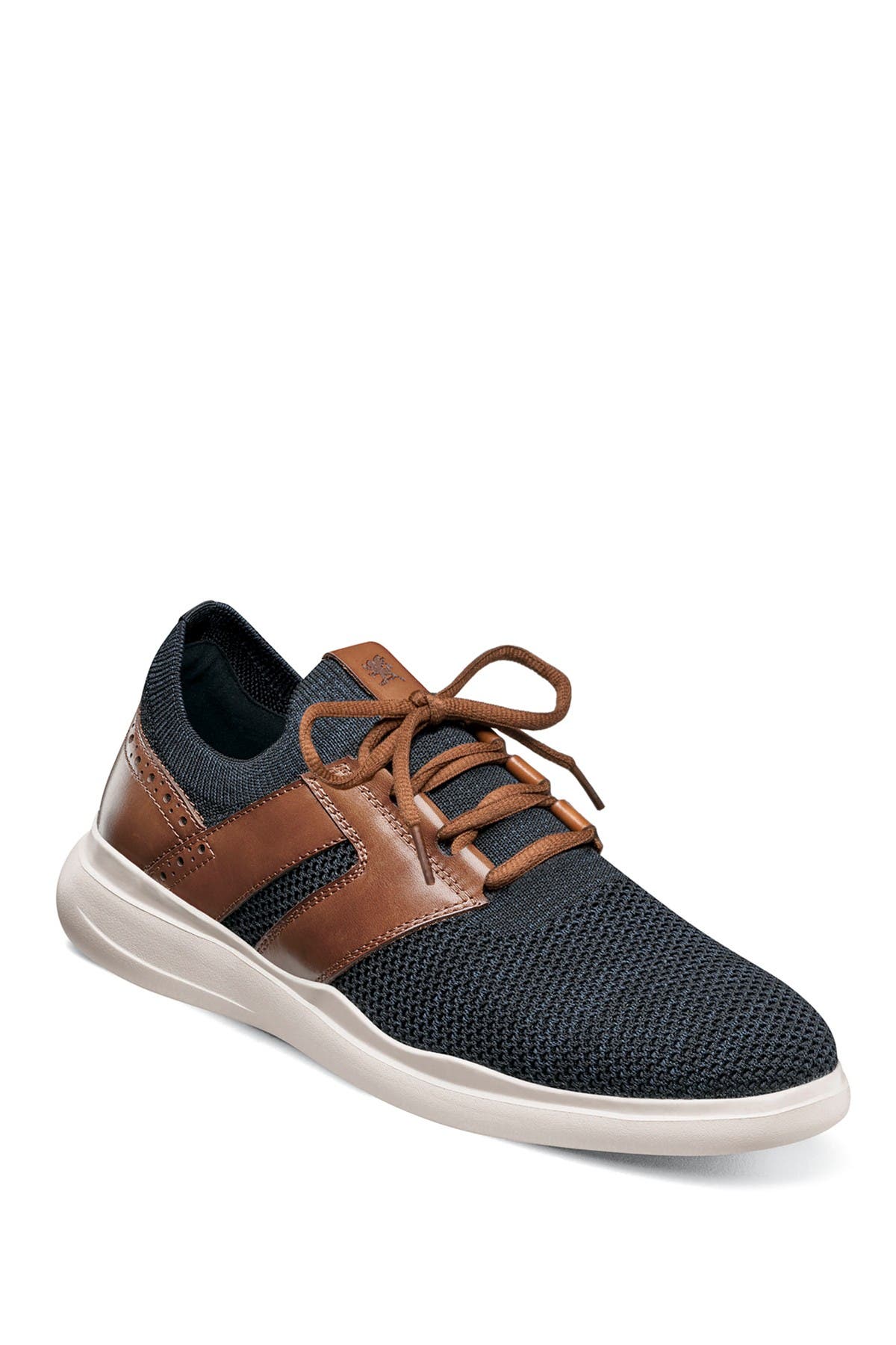 Stacy Adams Moxley Knit Plain Toe Lace-up Sneaker In Navy/cgnac