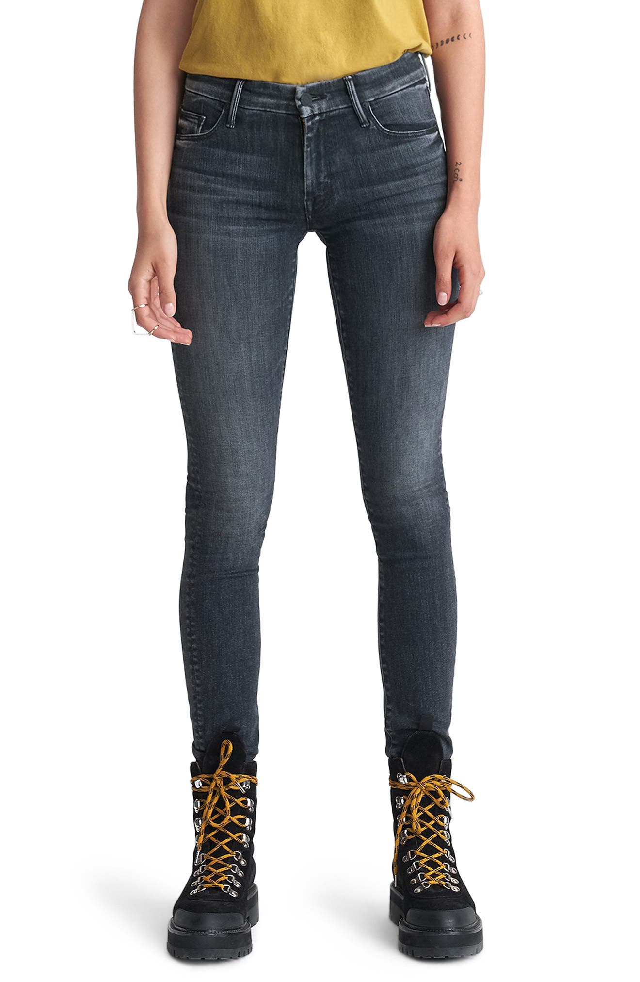 Mother The Looker Acid Wash Skinny Jean In Nightowl