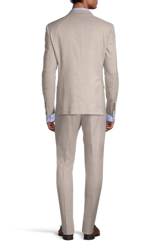 Soul Of London Solid Two-button Suit In Sand