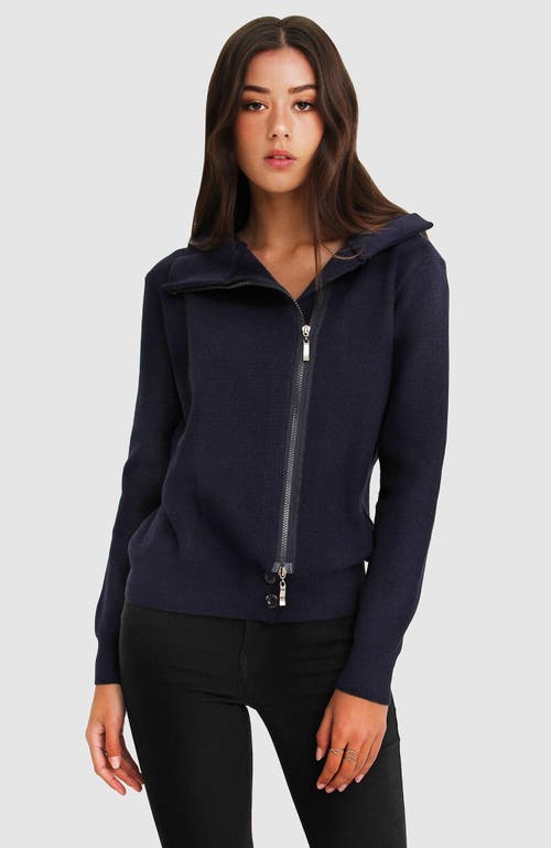 Belle & Bloom Brother's Zip Front Jumper In Navy