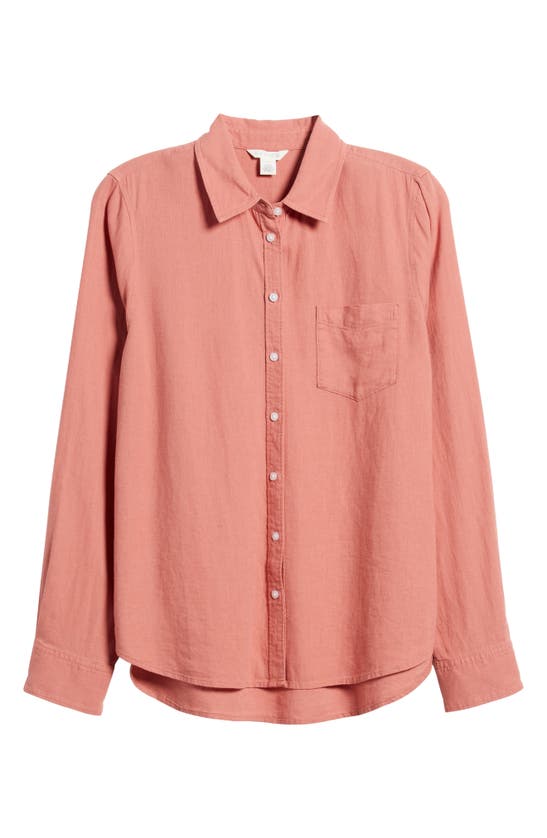 Shop Caslon Linen Blend Button-up Shirt In Pink Canyon