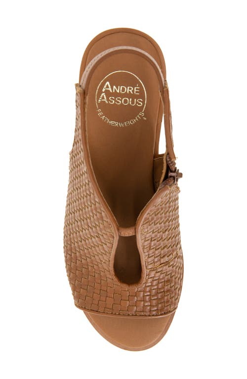 Shop Andre Assous André Assous Belinda Wedge Slingback Sandal In Cognac Woven