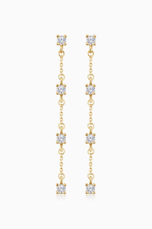 Oradina Women's 14k Yellow Gold, White Topaz Seeing Sparks Drop Earrings In Yellow Gold